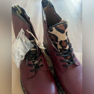 SUPER rare doc marten stussy red pebble leather and fur boots